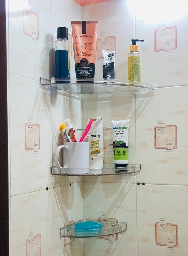 SBD Multi Purpose Acrylic Unbreakable Crystal Clear Corner Set of 3 (Clear) - Image 3